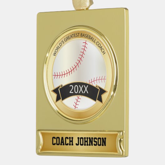 De grootste honkbalcoach ter wereld | Personaliser Verguld Banner Ornament (Links)