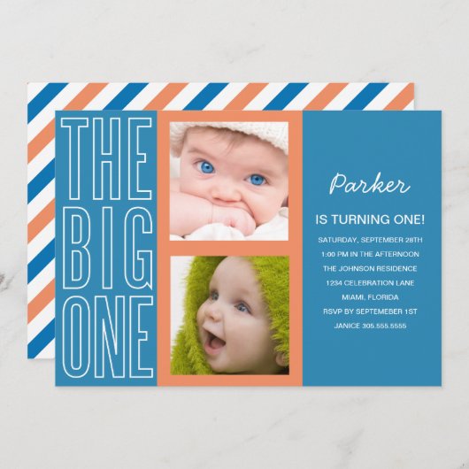 DE GROOTSTE IN BLAUW| EERSTE BIEDDAAGINVITATIE KAART (Voorkant / Achterkant)