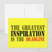 DE GROOTSTE INSPIRATIE IS DE DEADLINE FUNNTIE BRIEFKAART (Voorkant / Achterkant)