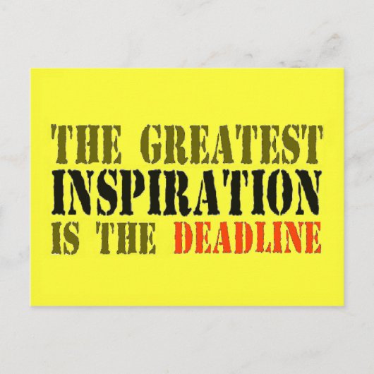 DE GROOTSTE INSPIRATIE IS DE DEADLINE FUNNTIE BRIEFKAART (Voorkant)