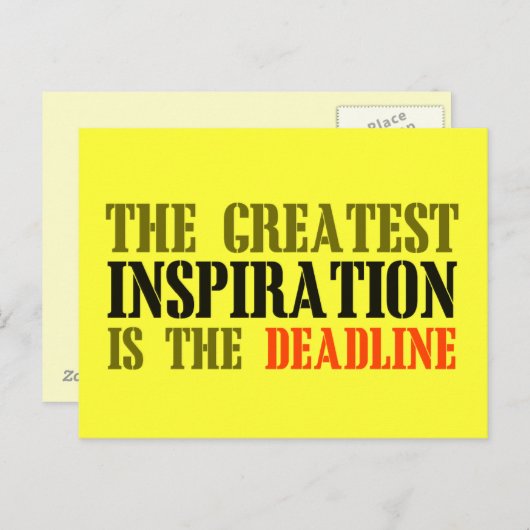 DE GROOTSTE INSPIRATIE IS HET DEADLINE FUNNEMENT BRIEFKAART (Voorkant / Achterkant)