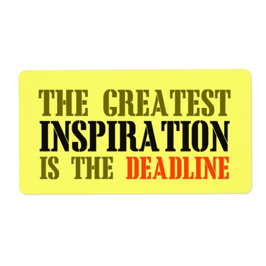 DE GROOTSTE INSPIRATIE IS HET DEADLINE FUNNEMENT ETIKET (Voorkant)