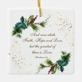 De grootste is de 'Love Bible Winter Evergreen Ker Keramisch Ornament