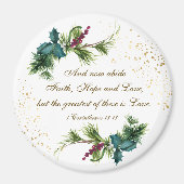 De grootste is de 'Love Bible Winter Evergreen Ker Magneet (Voorkant)