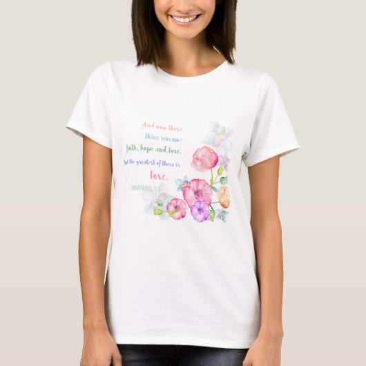 de grootste is liefde bloemen waterverf t-shirt (Voorkant)