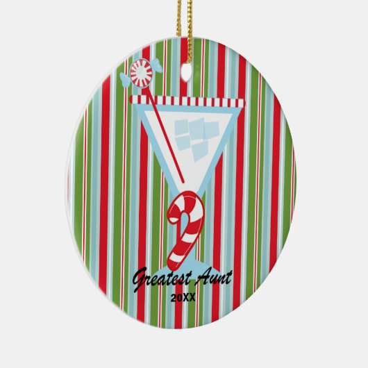 De grootste kerstversiering van tante Martini Glas Keramisch Ornament (Rechts)