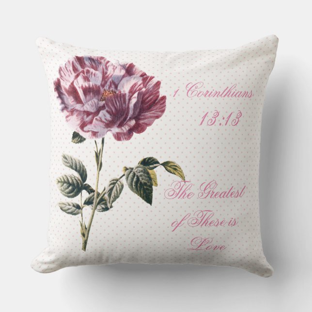De grootste liefde is Bloemen Polka Dot Kussen (Voorkant)