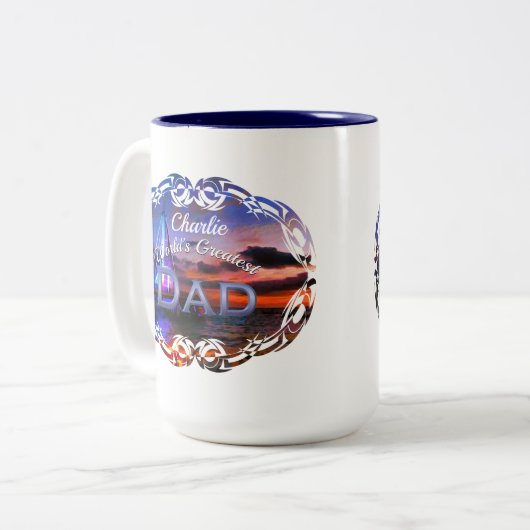 De grootste pap ter wereld 1182 tweekleurige koffiemok (Voorkant links)