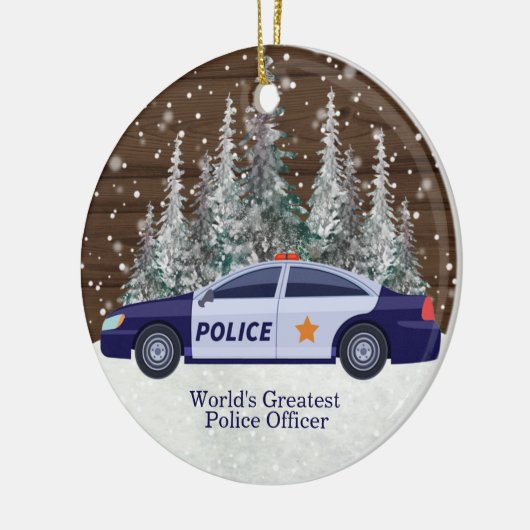 De grootste politieagent van de wereld kerstmis keramisch ornament (Links)