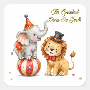 De Grootste Show Op Aarde Kinderverjaardagsfeestje Vierkante Sticker