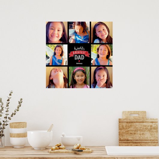 De grootste vader ter wereld 8 Foto Collage Modern Poster (Keuken)