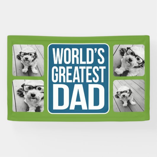 De grootste vader ter wereld - Navy Blue en Lime G Spandoek (Horizontaal)