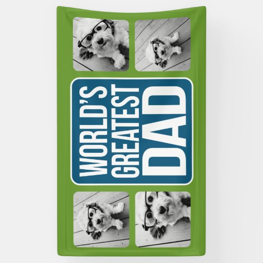 De grootste vader ter wereld - Navy Blue en Lime G Spandoek (Verticaal)