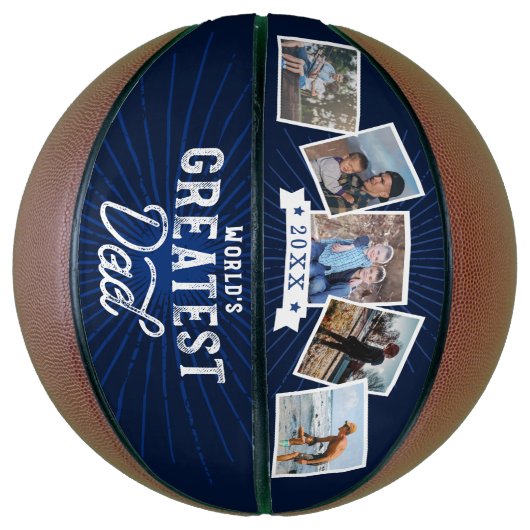 De grootste vader van de wereld, vijf foto-inkuilm basketbal (Verticaal)