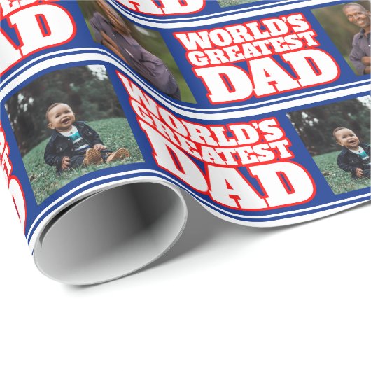 De grootste vader van de wereld voegt je eigen fot cadeaupapier (Rol Hoek)