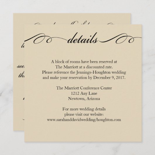 De grootste van deze is een Love Wedding Details C Kaart (Voorkant / Achterkant)