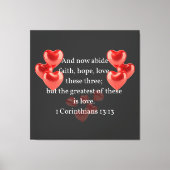 "De grootste van hen in de liefde." Christelijk Canvas Afdruk (Voorkant)