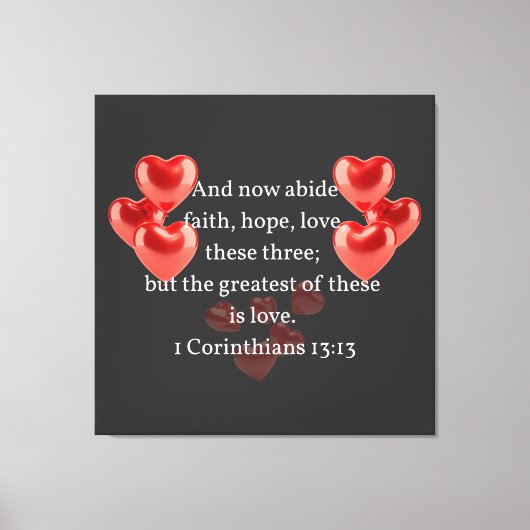 "De grootste van hen in de liefde." Christelijk Canvas Afdruk (Voorkant)