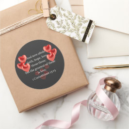 "De grootste van hen in de liefde." Christelijk Ronde Sticker