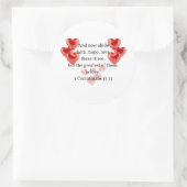 "De grootste van hen in de liefde." Christelijk Ronde Sticker (Tas)