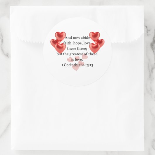 "De grootste van hen in de liefde." Christelijk Ronde Sticker (Tas)