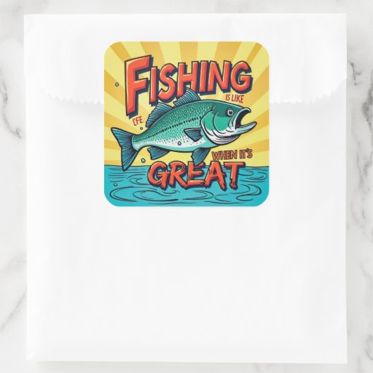 De grootste vangst van het leven vierkante sticker (Tas)