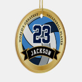 De grootste volleybalspeler ter wereld - blauw, gr keramisch ornament (Rechts)