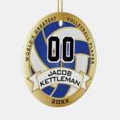 De grootste volleybalspeler ter wereld - blauw keramisch ornament (Rechts)