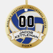 De grootste volleybalspeler ter wereld - blauw keramisch ornament (Voorkant)