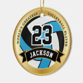 De grootste volleybalspeler ter wereld - blauw keramisch ornament (Links)