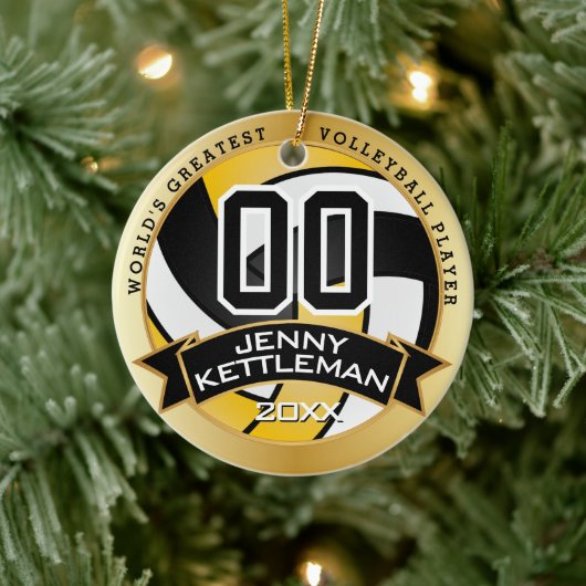 De grootste volleybalspeler ter wereld - Geel Keramisch Ornament (Boom)