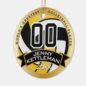 De grootste volleybalspeler ter wereld - Geel Keramisch Ornament (Links)