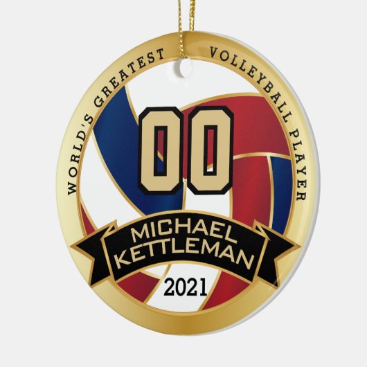 De grootste volleybalspeler ter wereld keramisch ornament (Links)