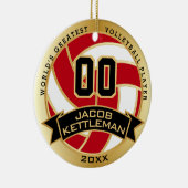 De grootste 🏐 volleybalspeler ter wereld, rood en keramisch ornament (Rechts)