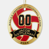 De grootste 🏐 volleybalspeler ter wereld, rood en keramisch ornament (Links)
