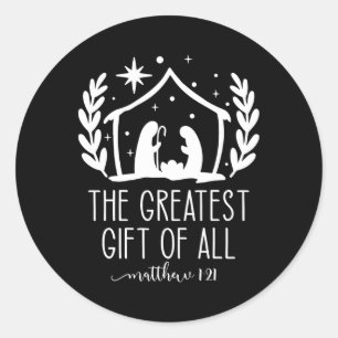 De Grootste Voor Alle Kerst Kribbe Jezus Christus Ronde Sticker