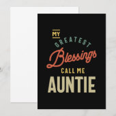 De grootste zegeningen van vrouwen noemen me Aunti Bedankkaart (Voorkant / Achterkant)