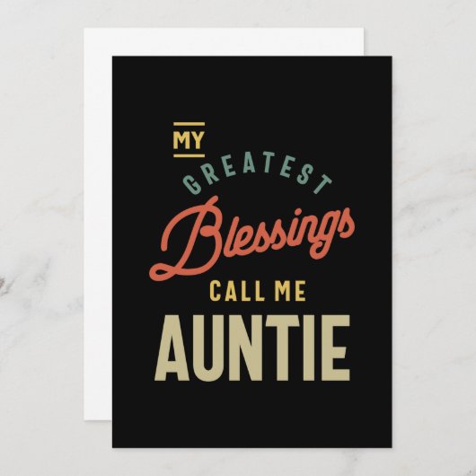 De grootste zegeningen van vrouwen noemen me Aunti Bedankkaart (Voorkant / Achterkant)