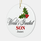 De grootste zoon van de wereld keramisch ornament (Links)