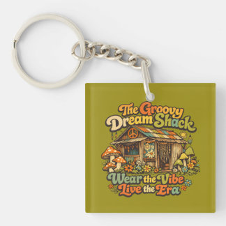 De Groovy Dream Shack Vierkante Acryl Sleutelhange Sleutelhanger