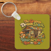 De Groovy Dream Shack Vierkante Sleutelhanger (Voorkant)