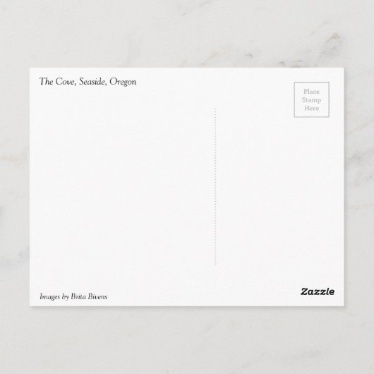 De grot, de zee, de oregon briefkaart (Achterkant)