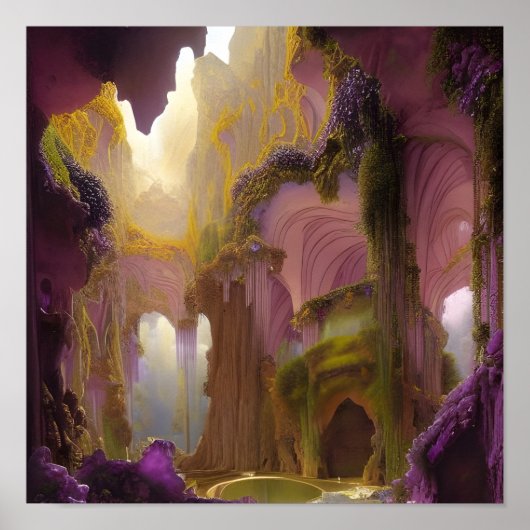 De grot van Amethyst Geodes Digital Art Poster (Voorkant)