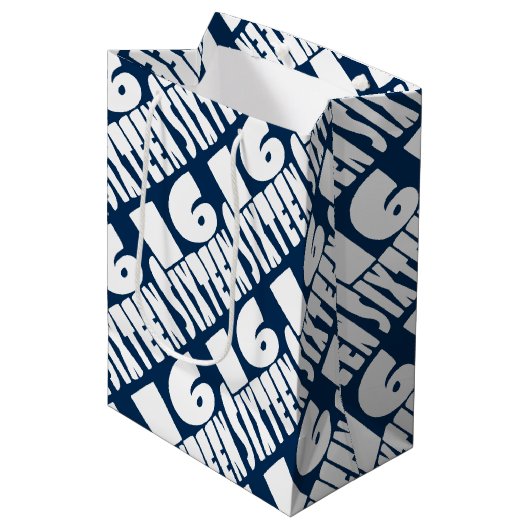 De grote 16 zestiende verjaardag medium cadeauzakje (Voorkant Gekanteld)
