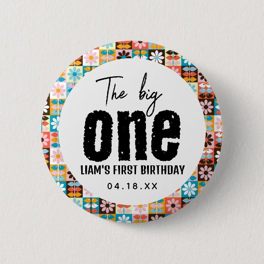 De grote 1e verjaardag ronde button 5,7 cm (Voorkant)