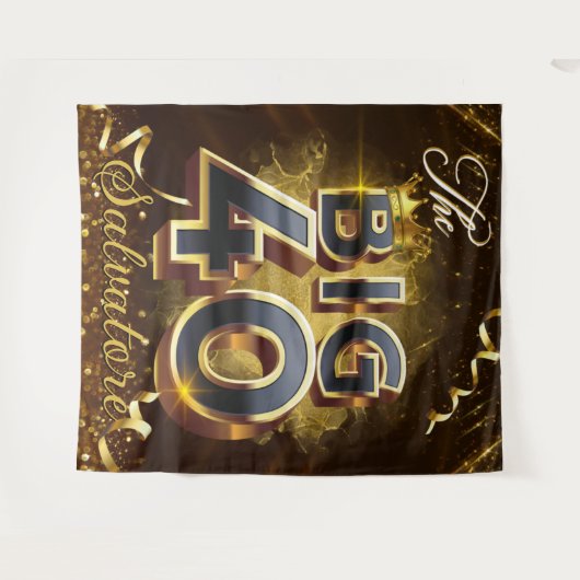 De Grote 40 Elegant Black & Gold Royal Birthday Wandkleed (Voorkant (horizontaal))