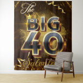 De Grote 40 Elegant Black & Gold Royal Birthday Wandkleed (In situ)