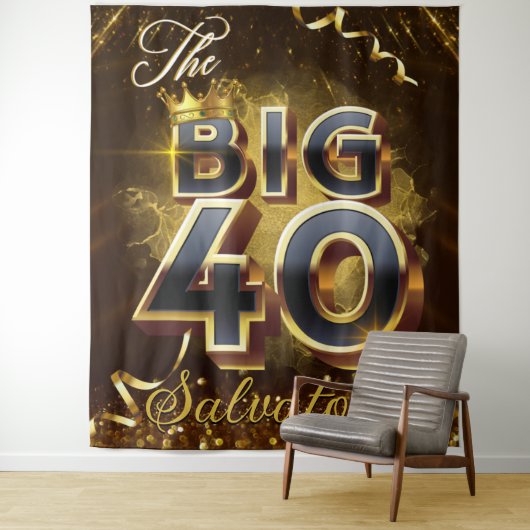 De Grote 40 Elegant Black & Gold Royal Birthday Wandkleed (In situ)
