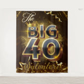De Grote 40 Elegant Black & Gold Royal Birthday Wandkleed (Voorkant)