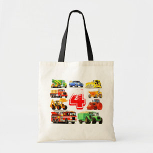 De grote 4de Verjaardag van Vrachtwagens Tote Bag